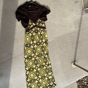 Apt. 9 Black and Green Floral Maxi Dress